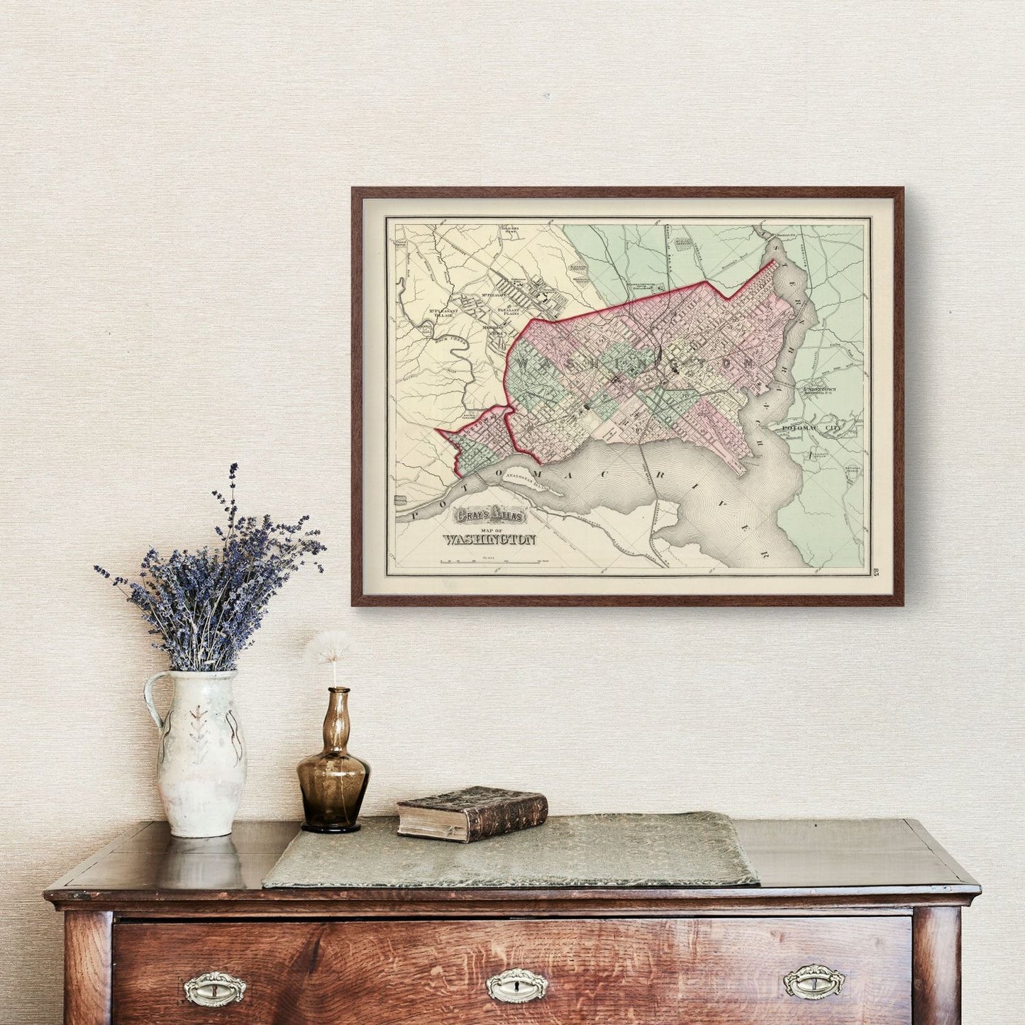 Vintage Map of Washington, DC, 1874