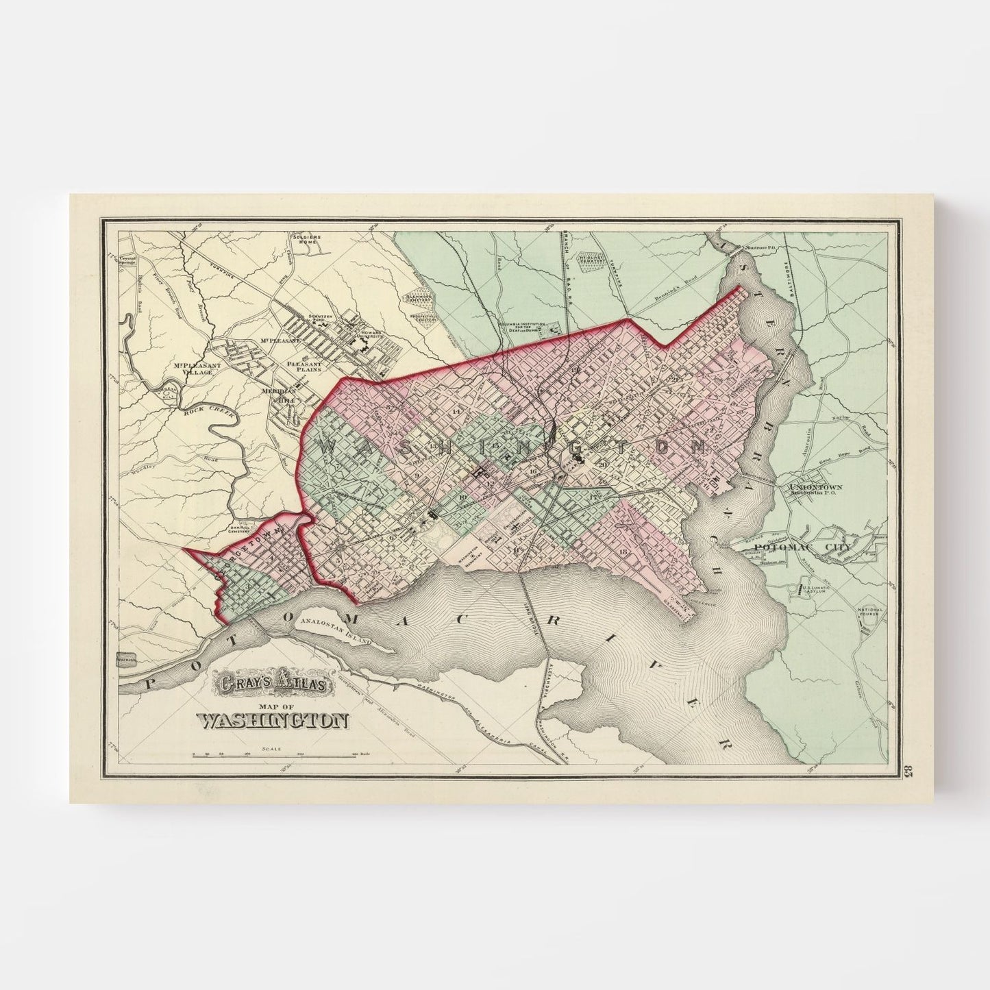 Vintage Map of Washington, DC, 1874
