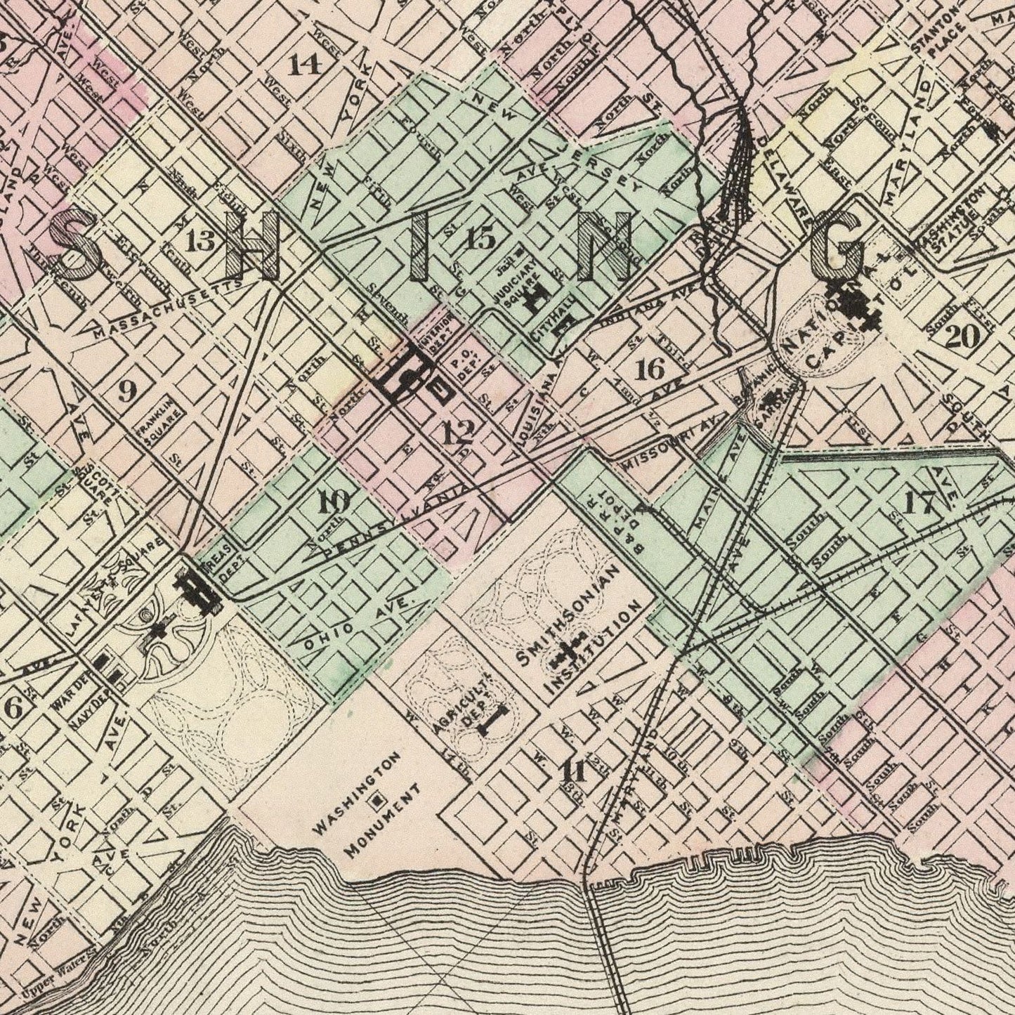Vintage Map of Washington, DC, 1874