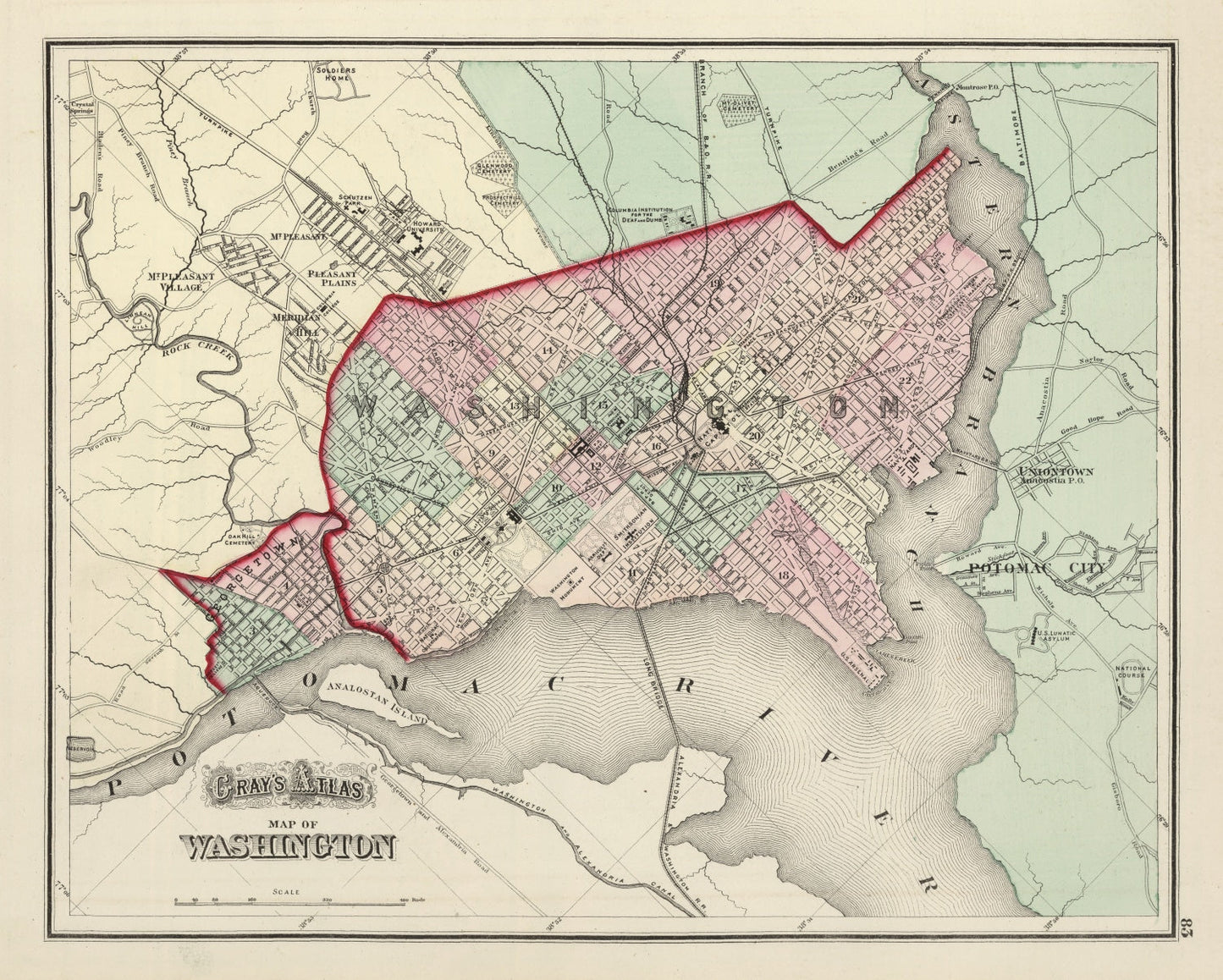 Vintage Map of Washington, DC, 1874