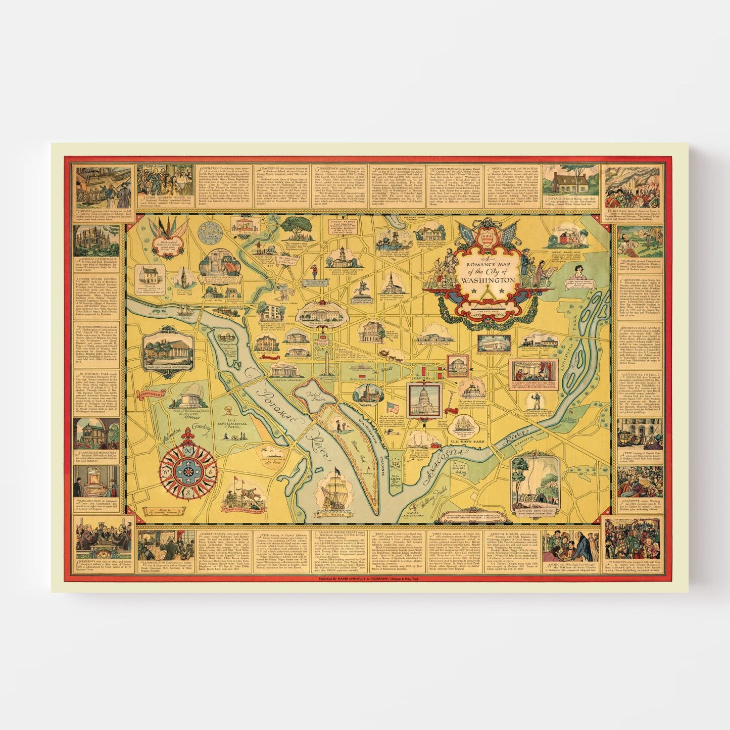 Vintage Map of Washington, DC, 1938 Wall Art