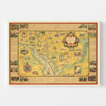 Vintage Map of Washington, DC, 1938 Wall Art