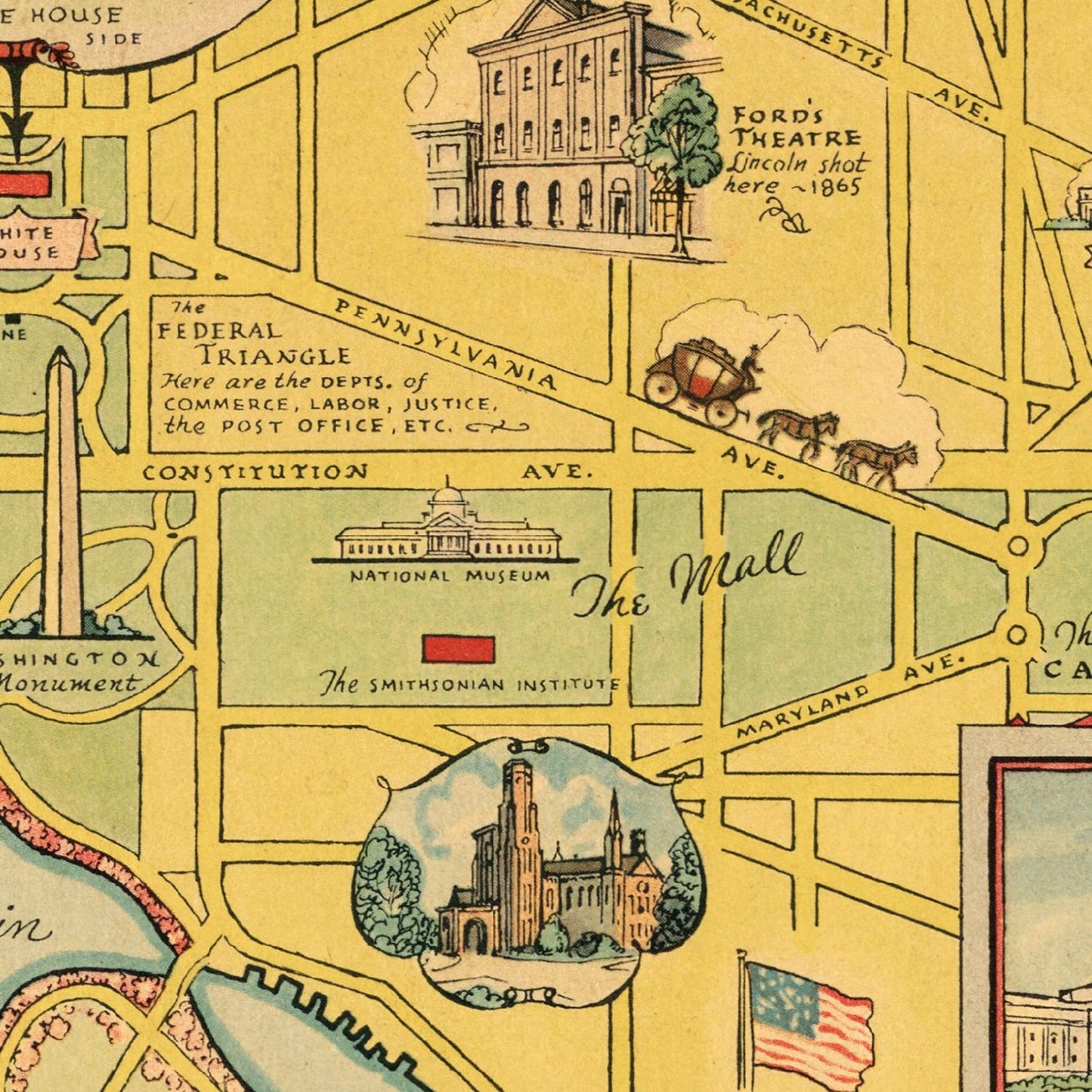 Vintage Map of Washington, DC, 1938 Wall Art