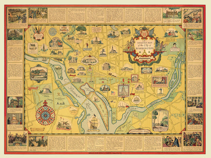 Vintage Map of Washington, DC, 1938 Wall Art