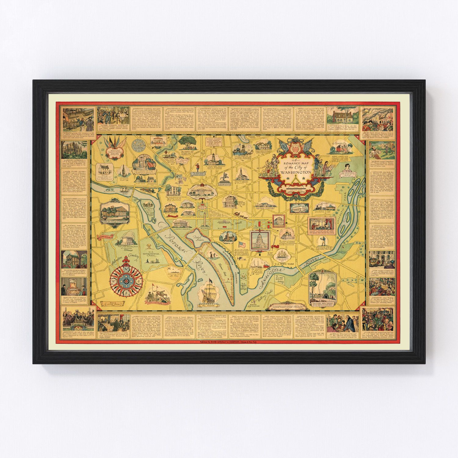 Vintage map of Washington, DC, 1938 wall art, historic capital, digitally restored