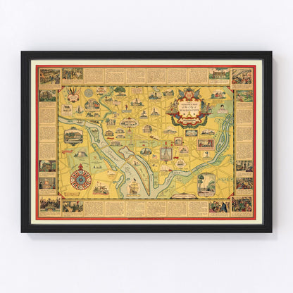 Vintage map of Washington, DC, 1938 wall art, historic capital, digitally restored