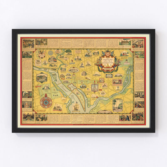 Vintage map of Washington, DC, 1938 wall art, historic capital, digitally restored