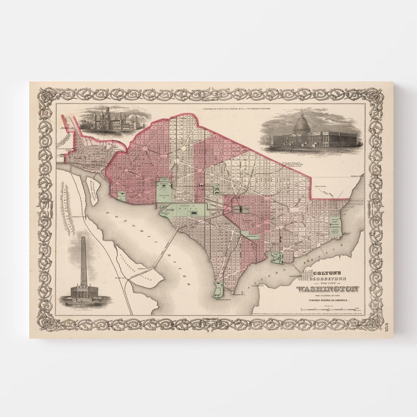 Vintage Map of Washington, DC, 1866 (I)