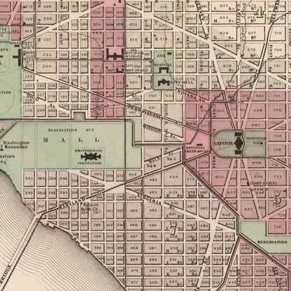 Vintage Map of Washington, DC, 1866 (I)