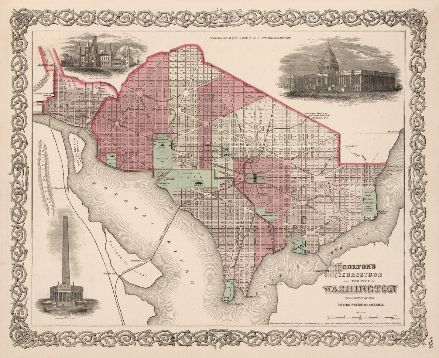 Vintage Map of Washington, DC, 1866 (I)