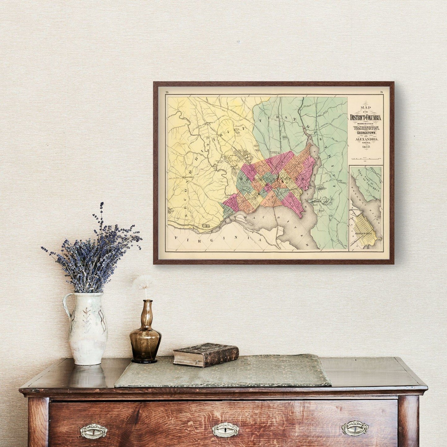 Vintage Map of Washington, DC, 1873