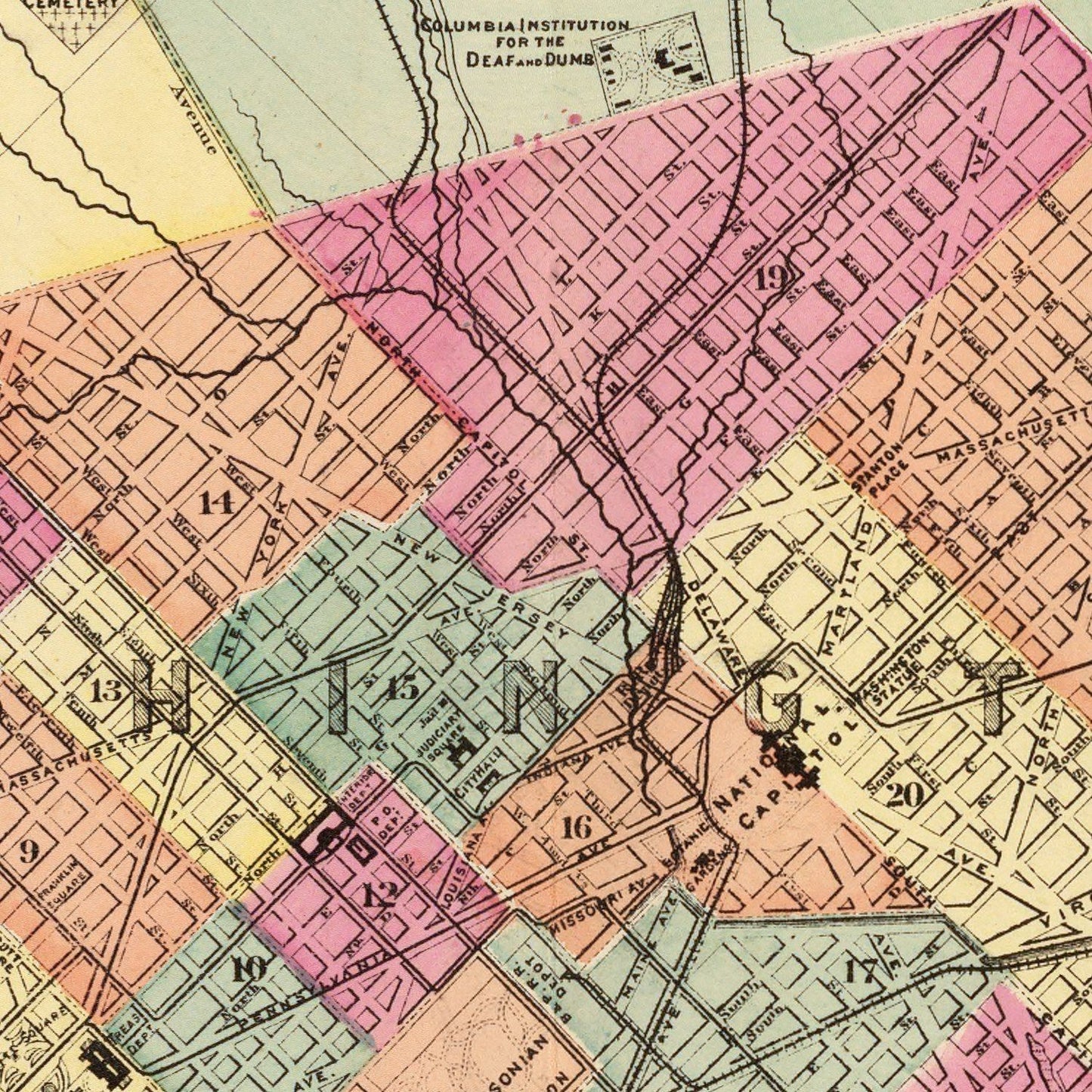 Vintage Map of Washington, DC, 1873