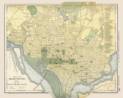 Vintage Map of Washington, DC, 1891
