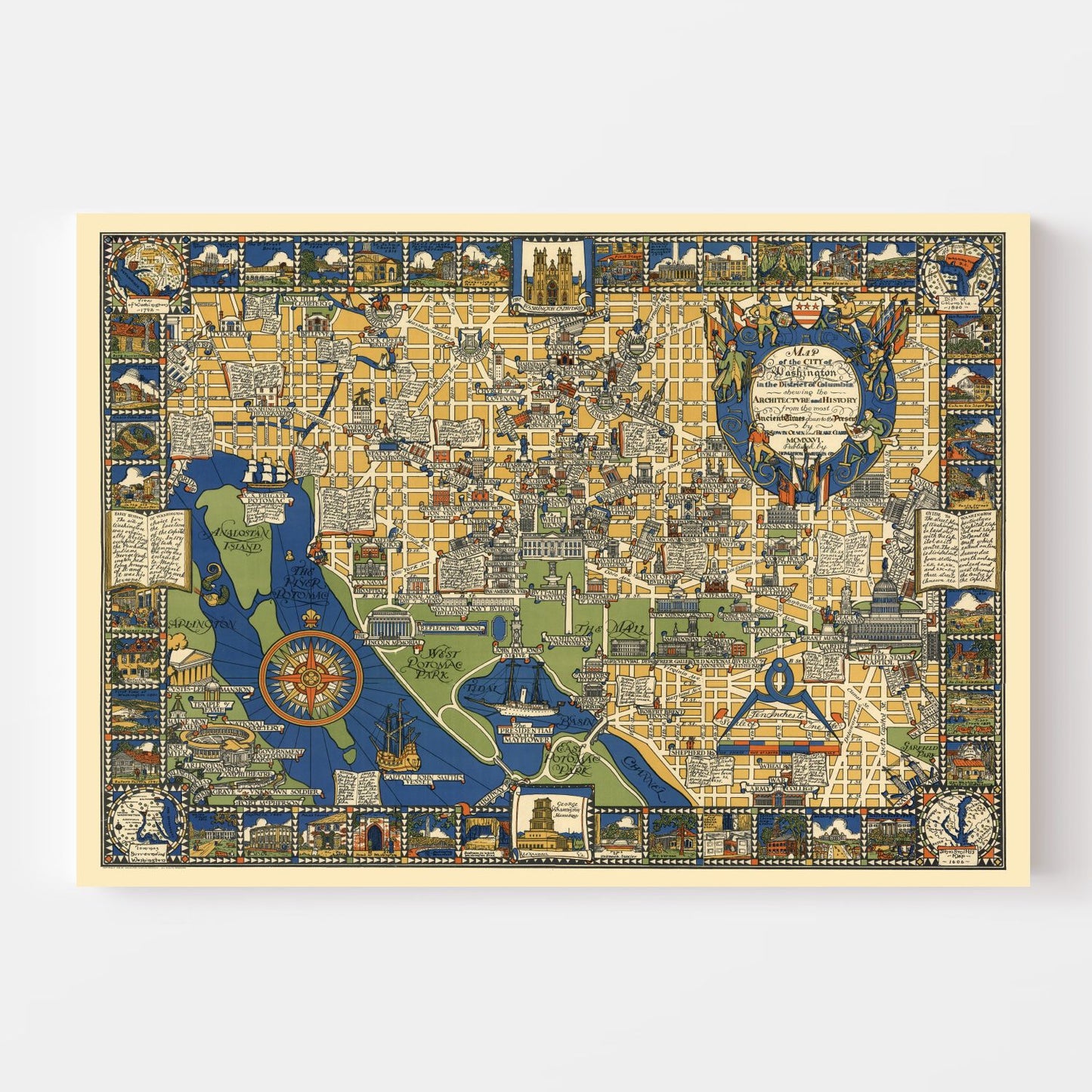 Vintage Map of Washington, DC, 1926 Wall Art