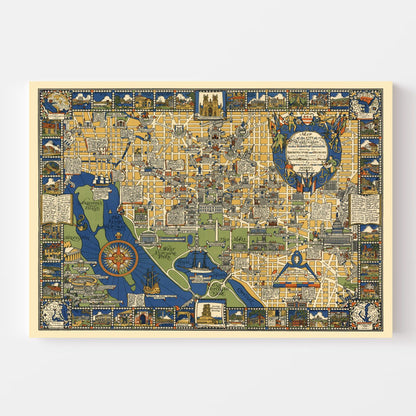 Vintage Map of Washington, DC, 1926 Wall Art