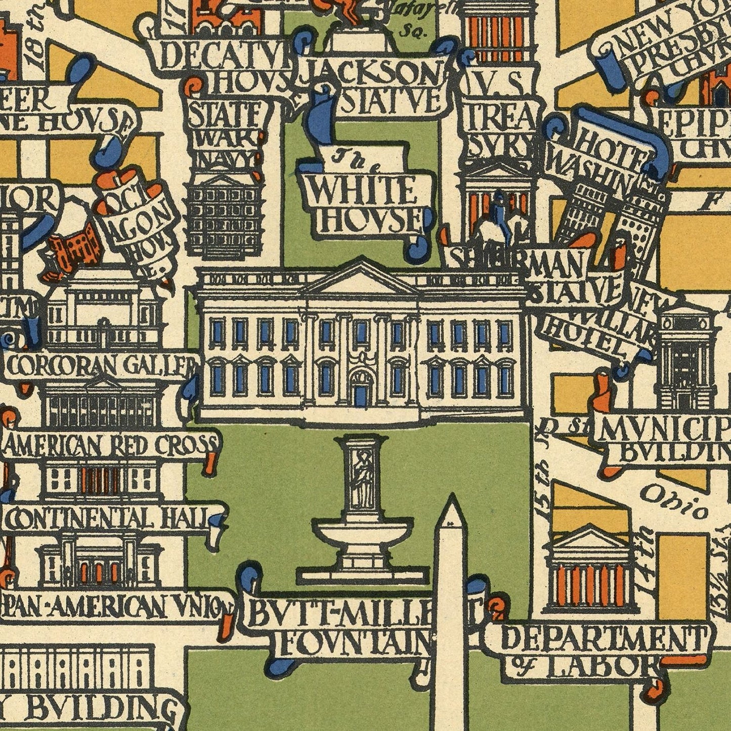 Vintage Map of Washington, DC, 1926 Wall Art