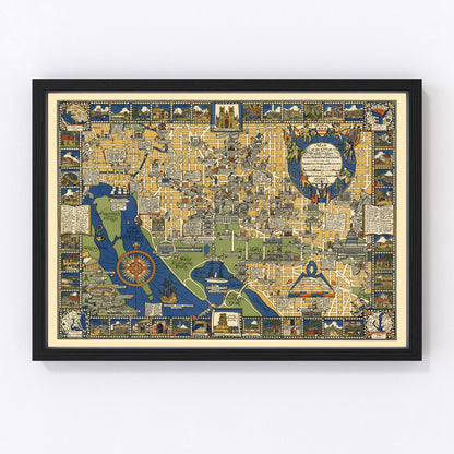Vintage map of Washington, DC, 1926, 1920s capital wall art, digitally restored