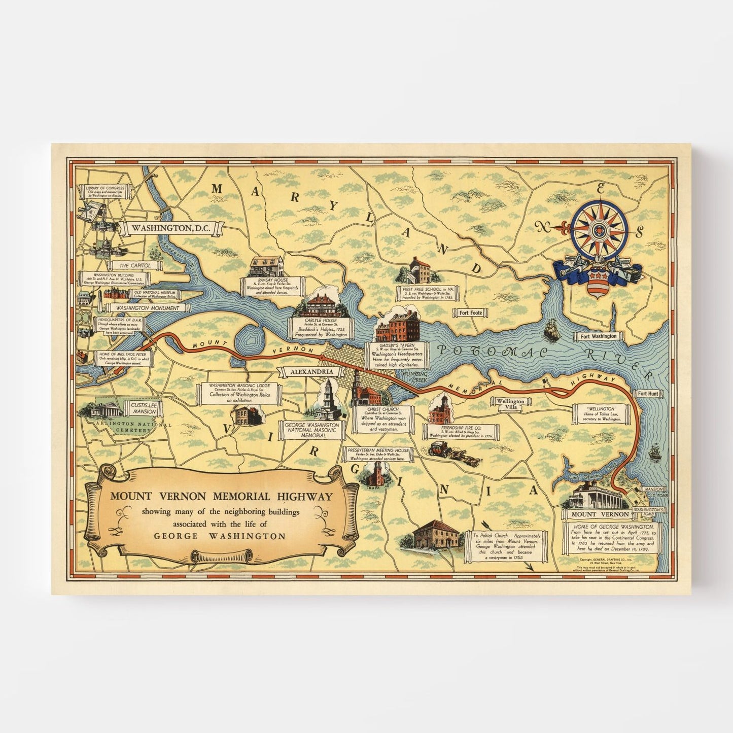 Vintage Map of Washington, DC, 1932