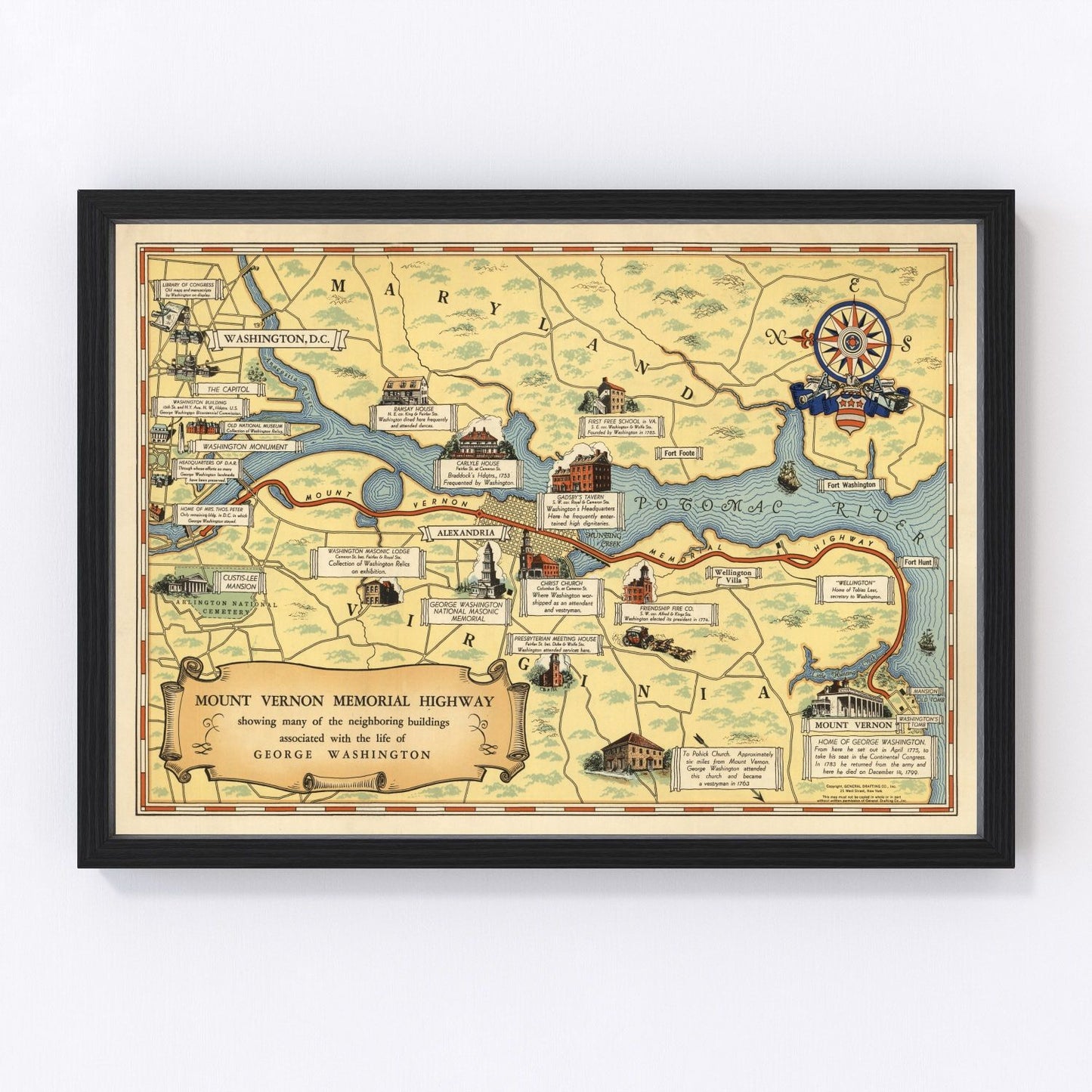 Vintage map of Washington, DC, 1932, Depression-era capital, digitally restored
