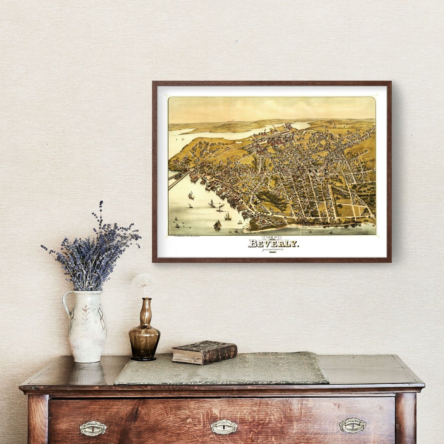 Vintage Map of Beverly, Massachusetts, 1886