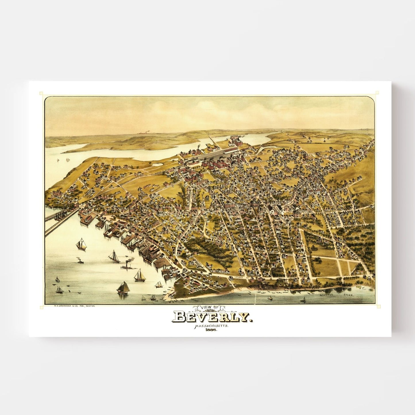 Vintage Map of Beverly, Massachusetts, 1886