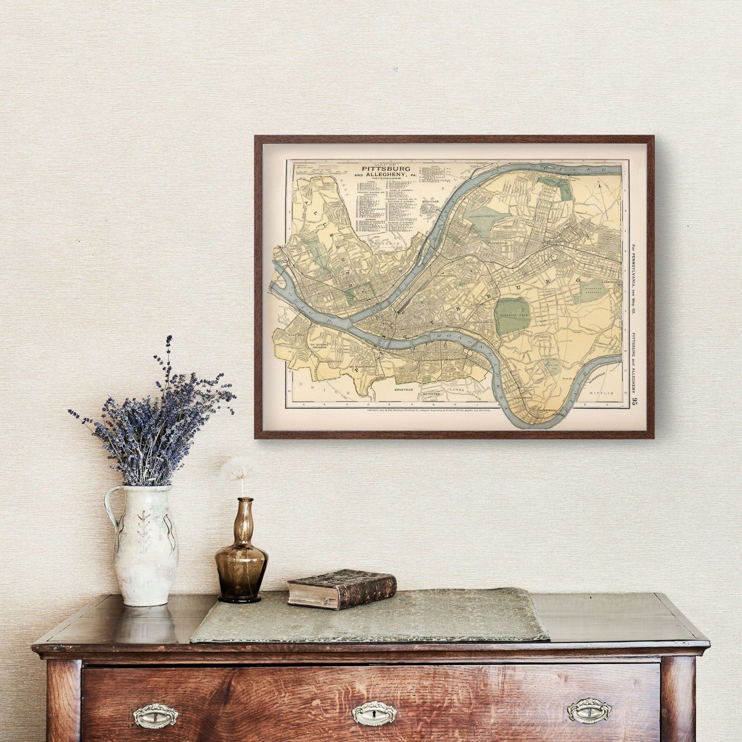 Vintage Map of Pittsburgh, Pennsylvania, 1891