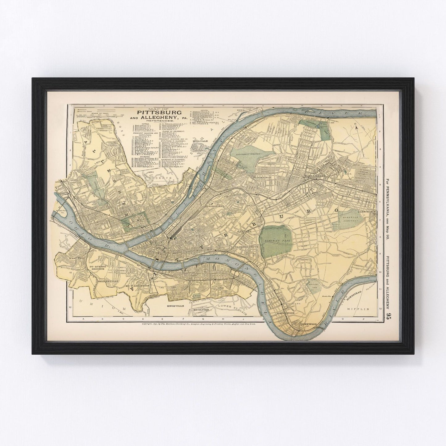 Vintage map of Pittsburgh, Pennsylvania, 1891