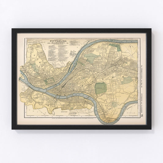 Vintage map of Pittsburgh, Pennsylvania, 1891