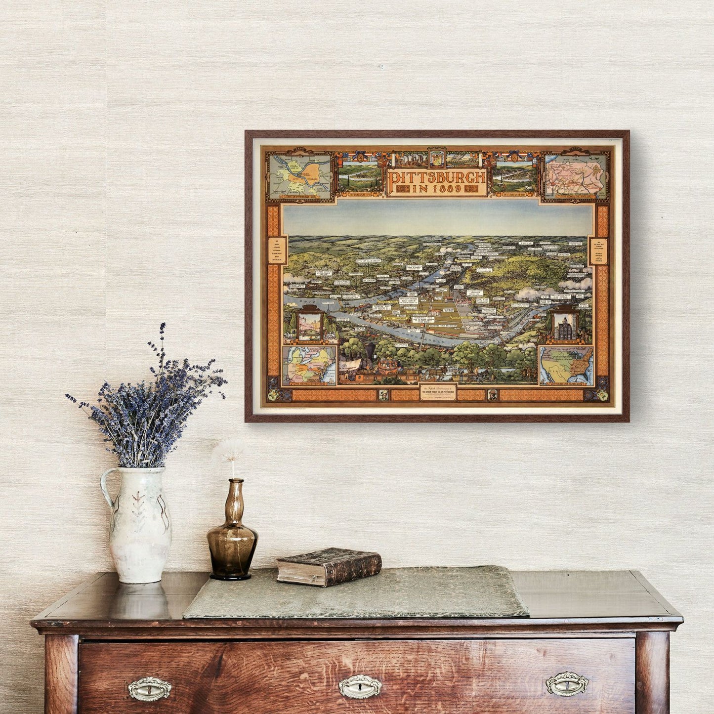 Vintage Map of Pittsburgh, Pennsylvania, 1939