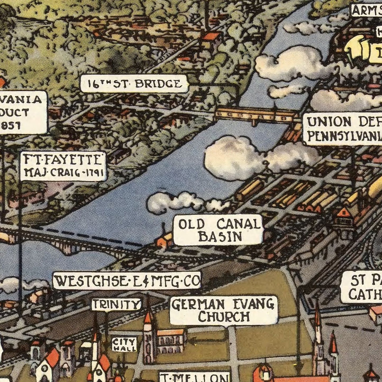 Vintage Map of Pittsburgh, Pennsylvania, 1939