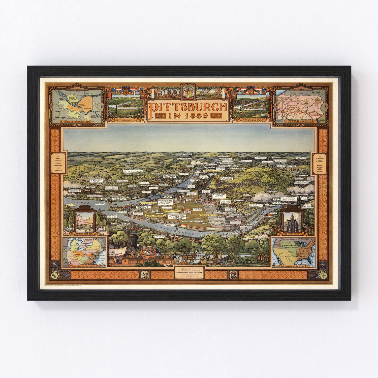 Vintage map of Pittsburgh, Pennsylvania, 1939