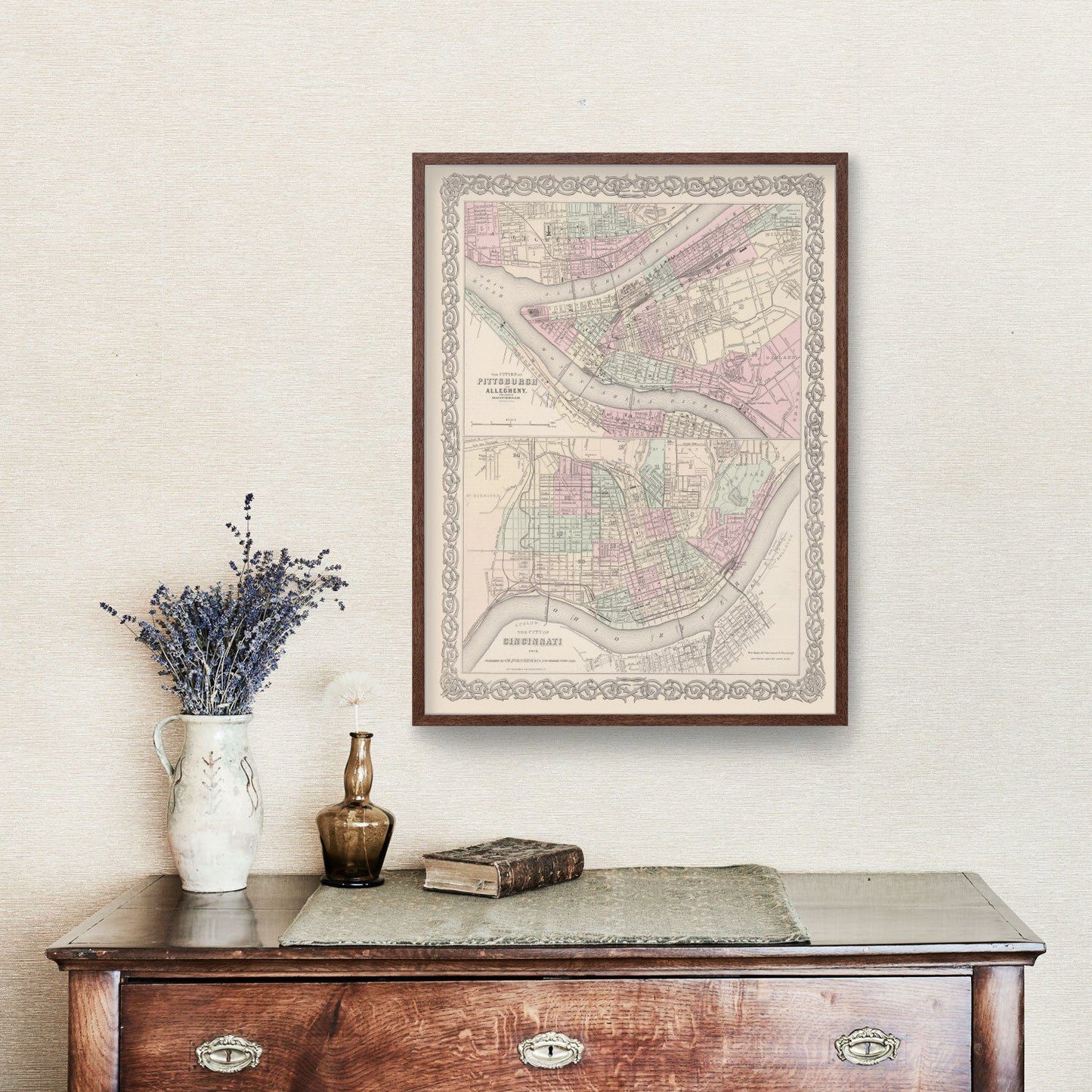 Vintage Map of Pittsburgh, Pennsylvania, 1886
