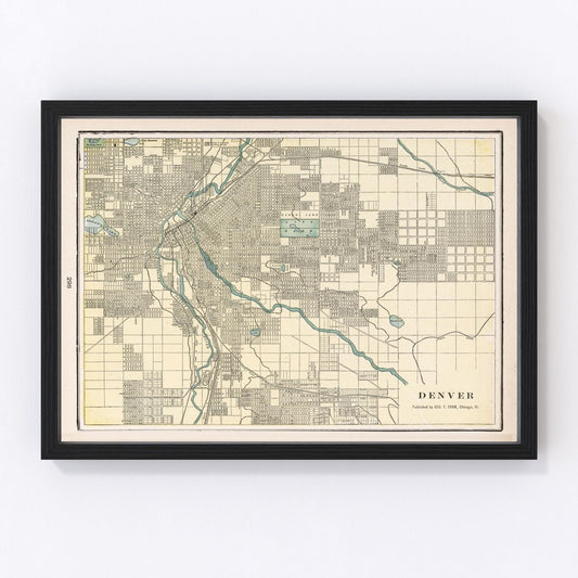vintage map of denver, colorado, 1901