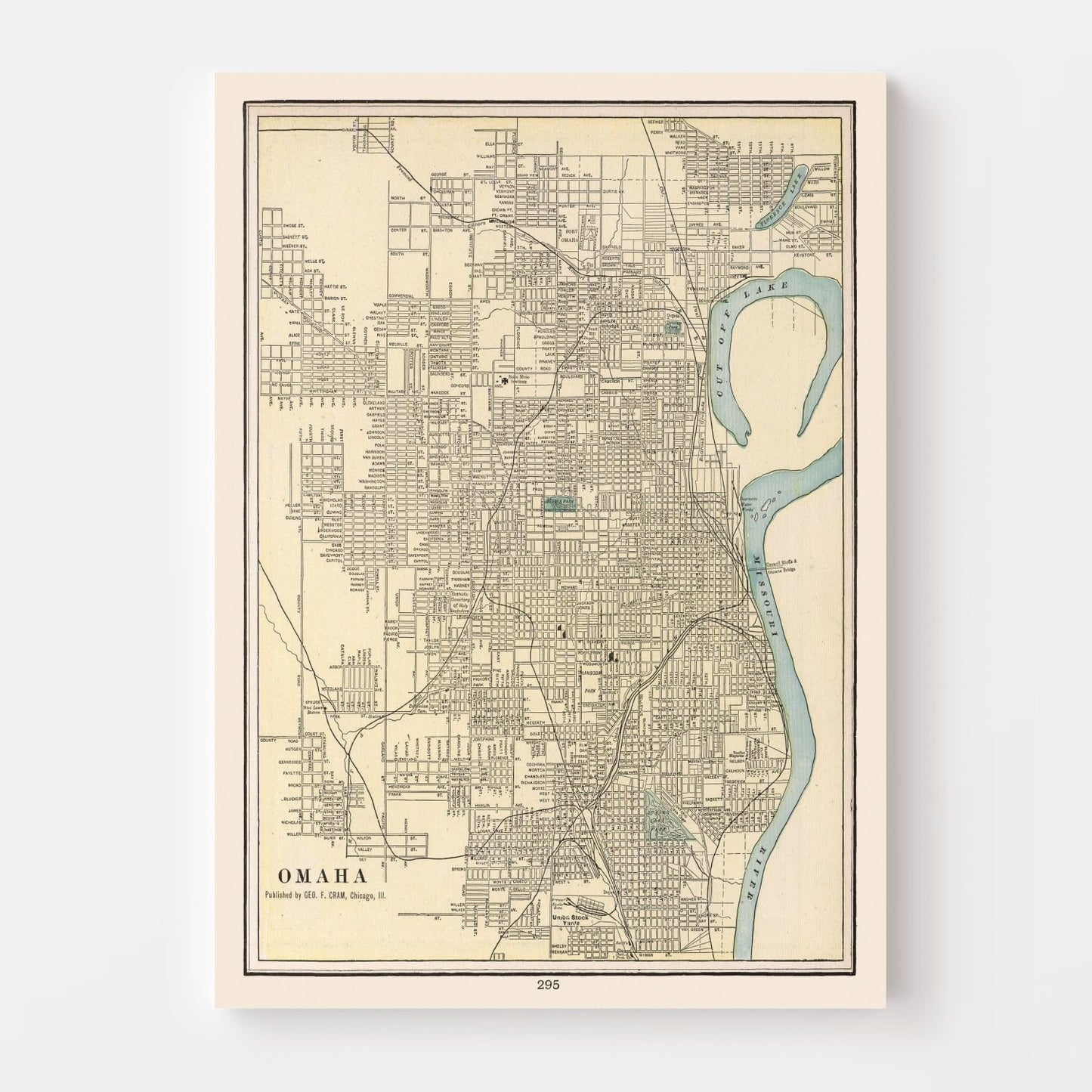 Vintage Map of Omaha, Nebraska, 1901