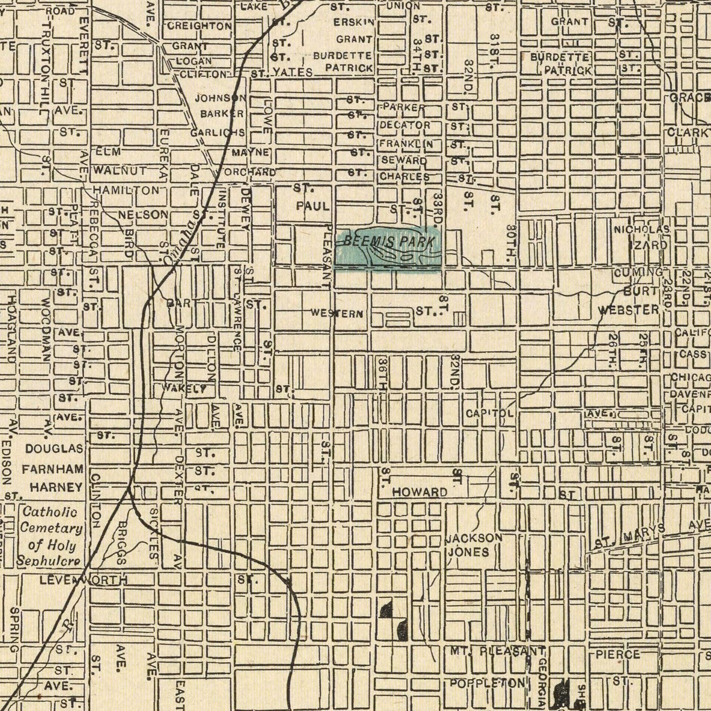 Vintage Map of Omaha, Nebraska, 1901