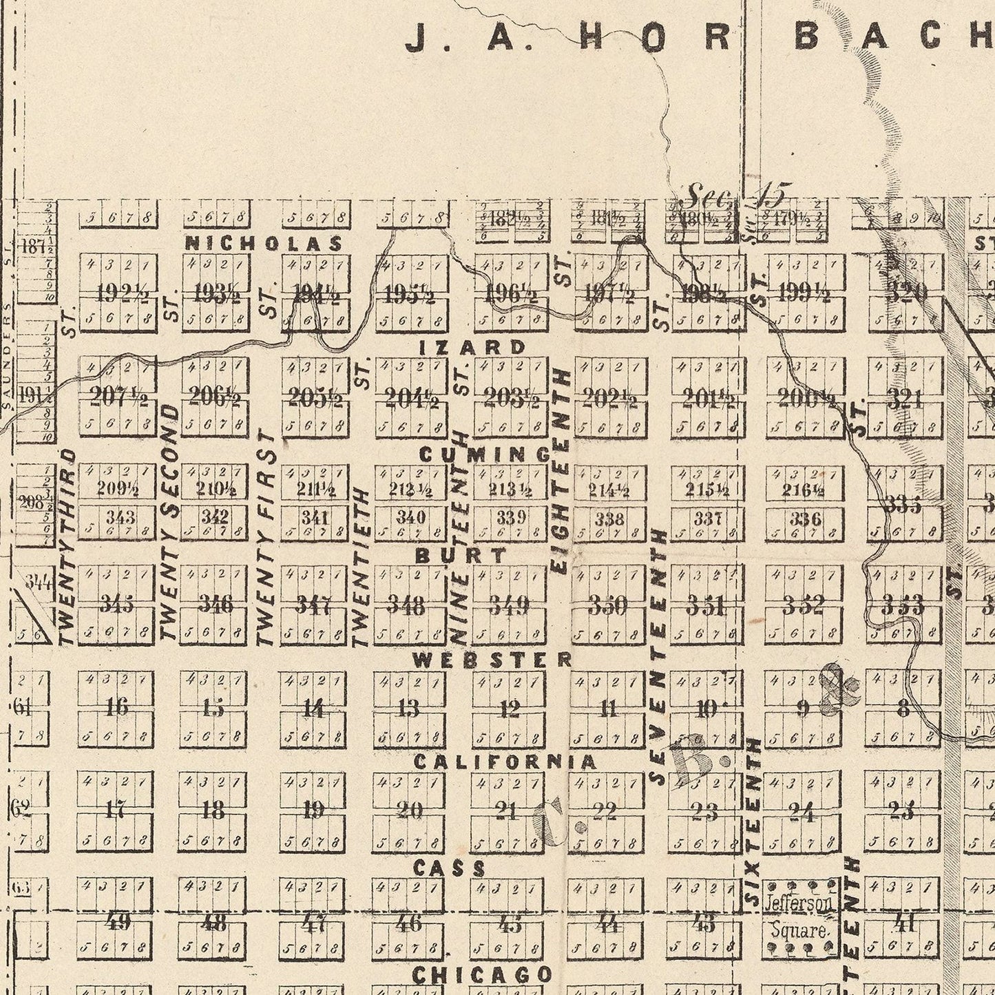 Vintage Map of Omaha, Nebraska, 1866