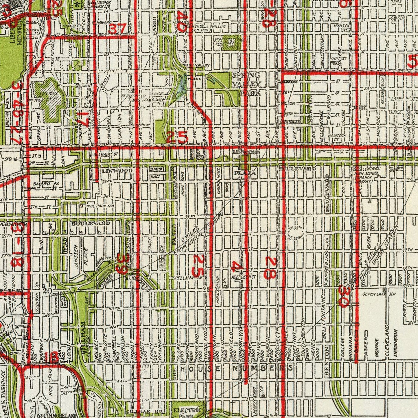 Vintage Map of Kansas City, Kansas, 1920