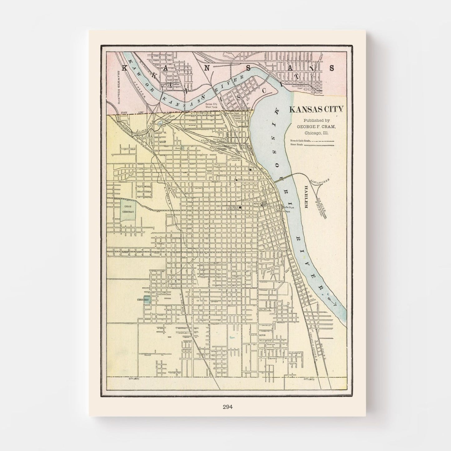 Vintage Map of Kansas City, Kansas, 1901