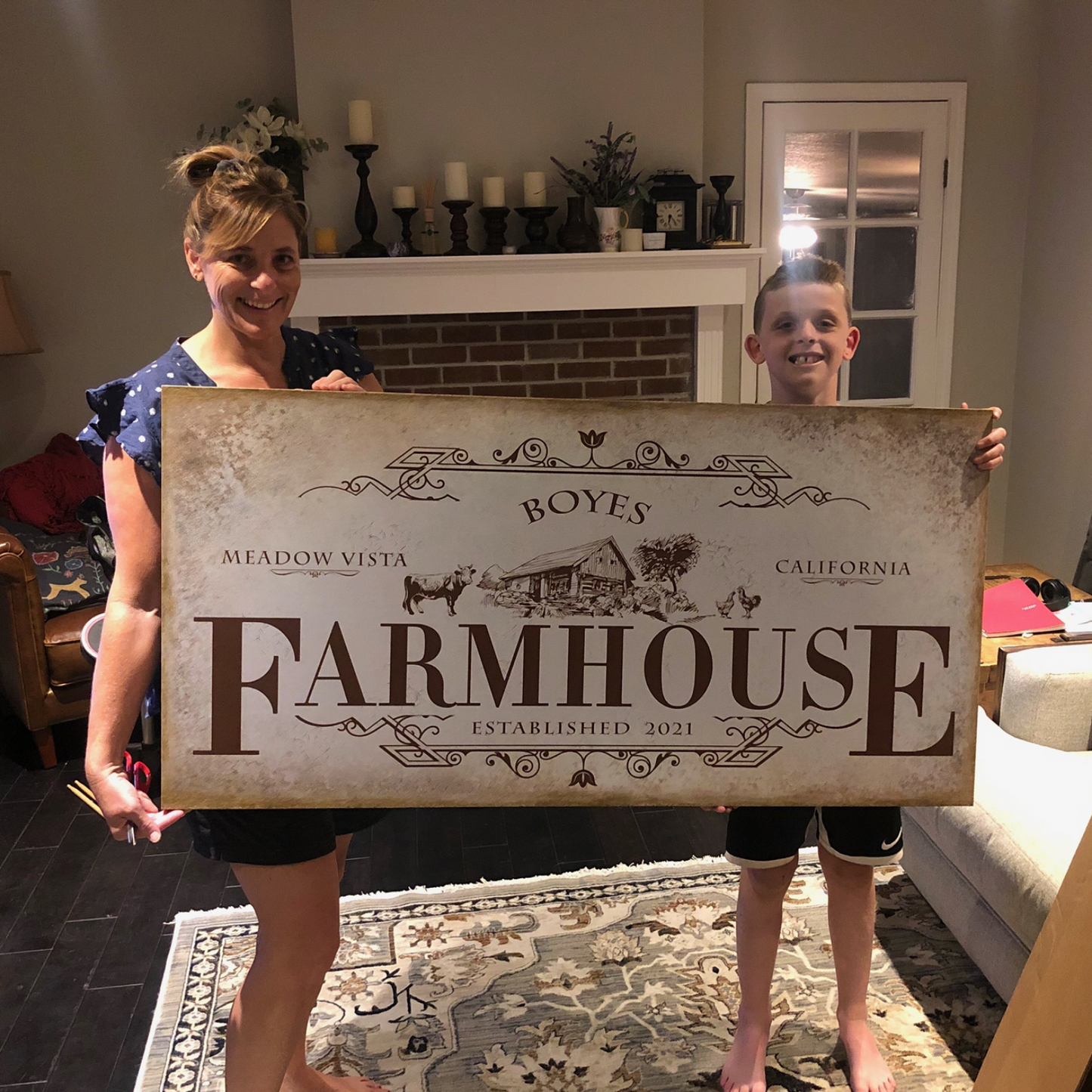 Rustic Farmhouse Sign IV Personalized Canvas Wall Art