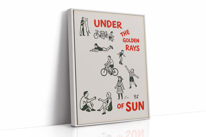 Golden Rays of Joy Retro Bike and Dog Wall Art