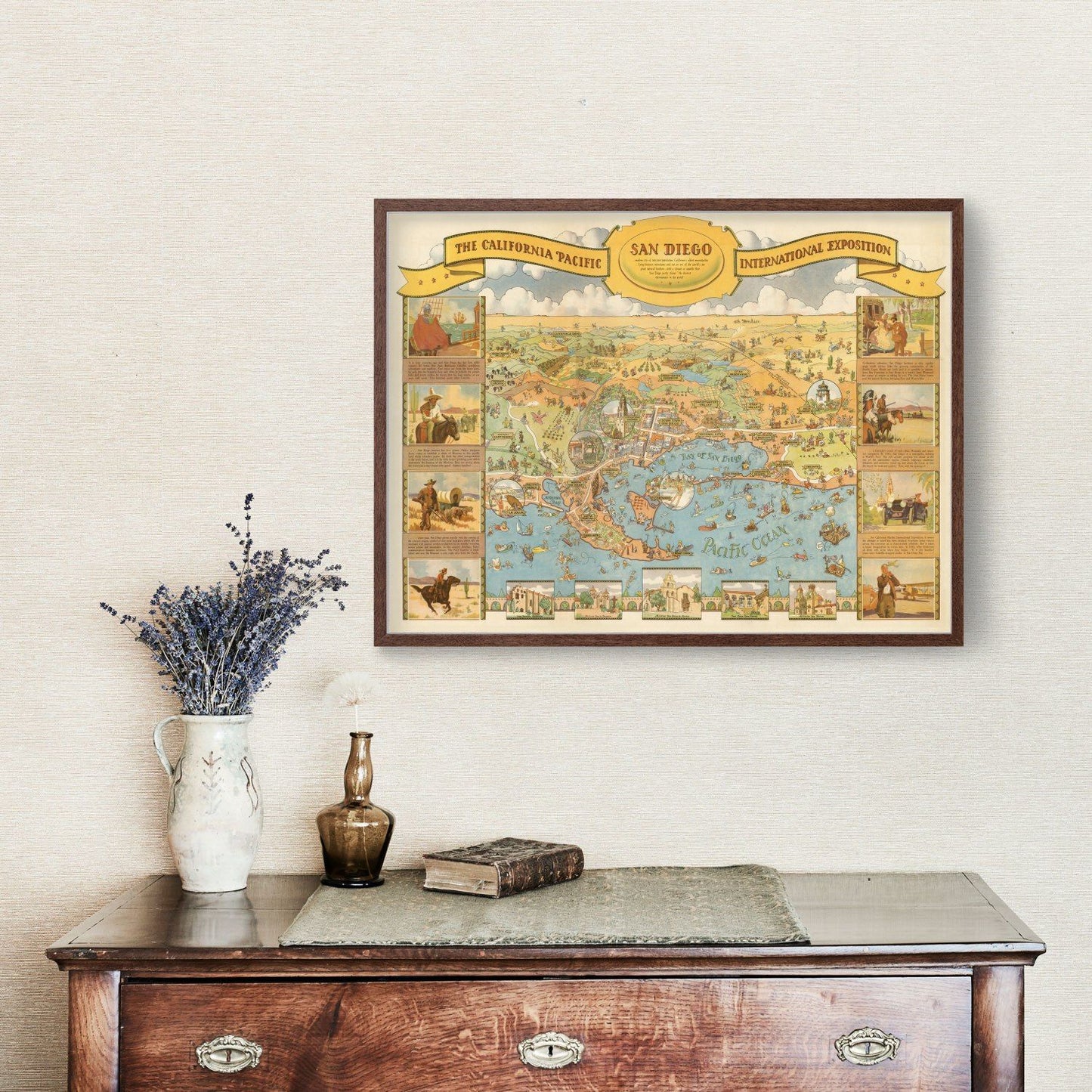 Vintage Map of San Diego, California, 1935