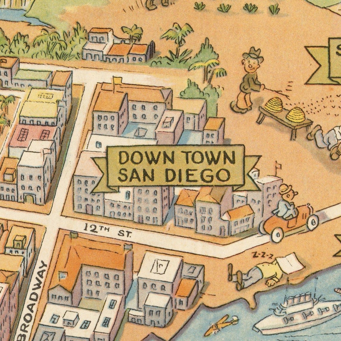 Vintage Map of San Diego, California, 1935