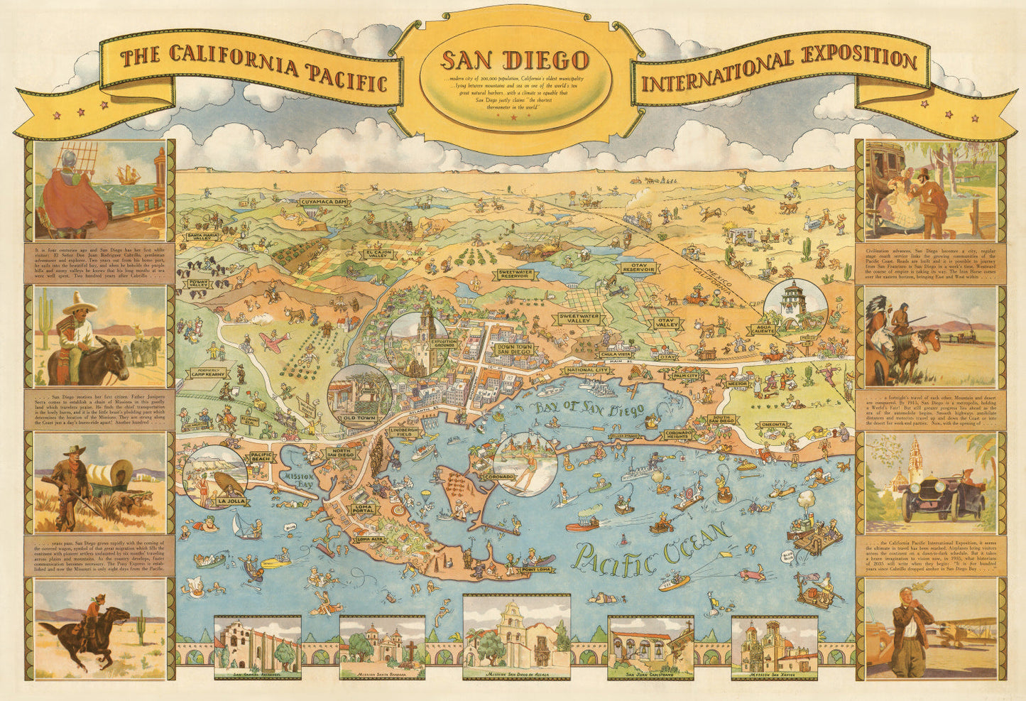Vintage Map of San Diego, California, 1935