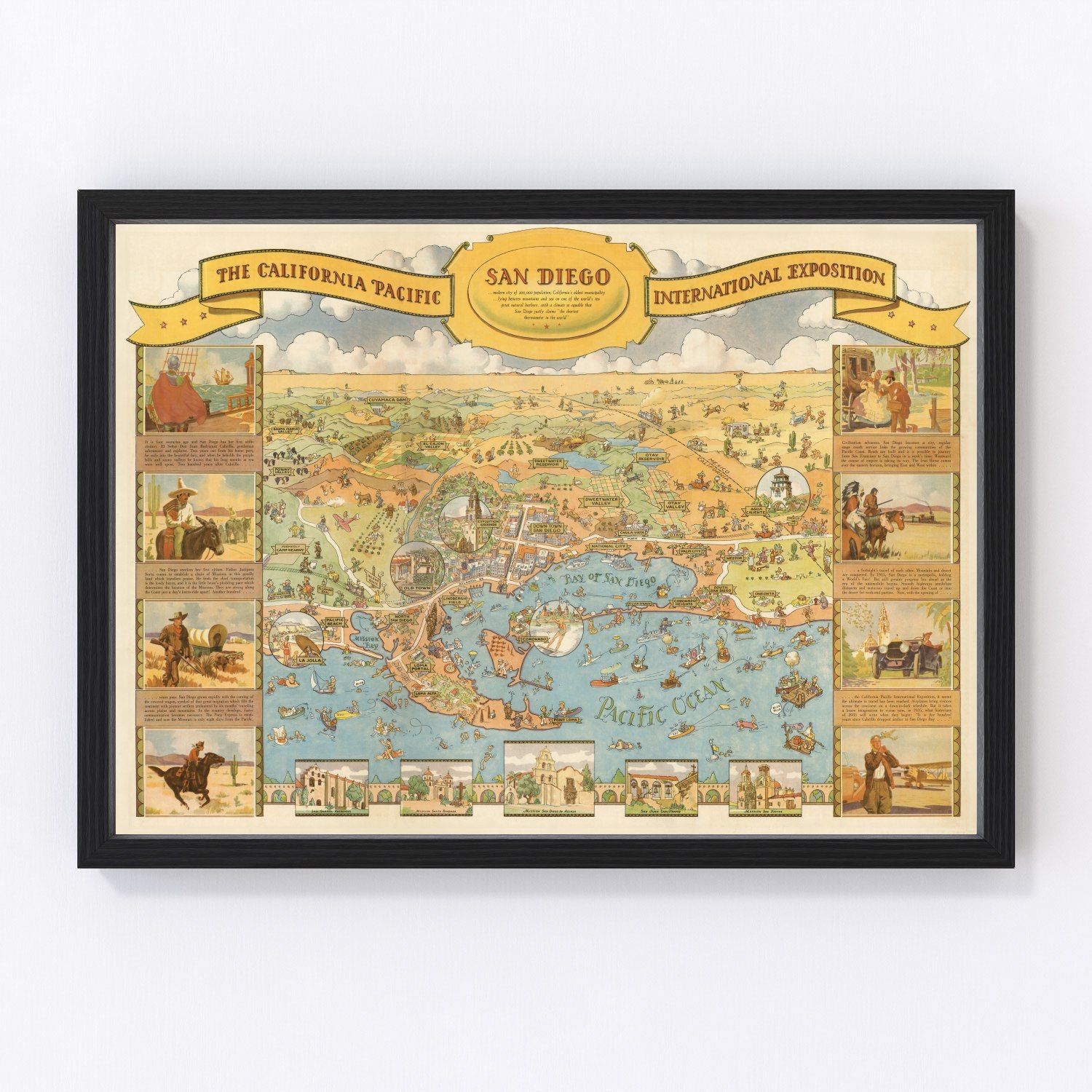 vintage map of San Diego, California, 1935