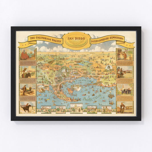 vintage map of San Diego, California, 1935