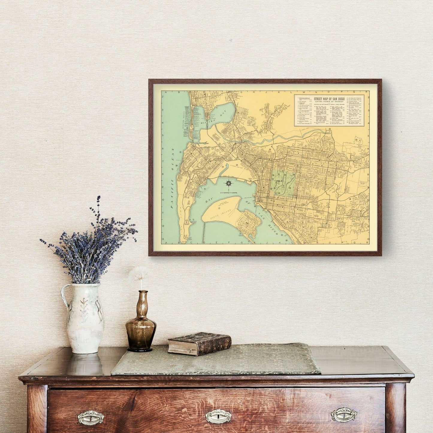 Vintage Map of San Diego, California, 1935 II