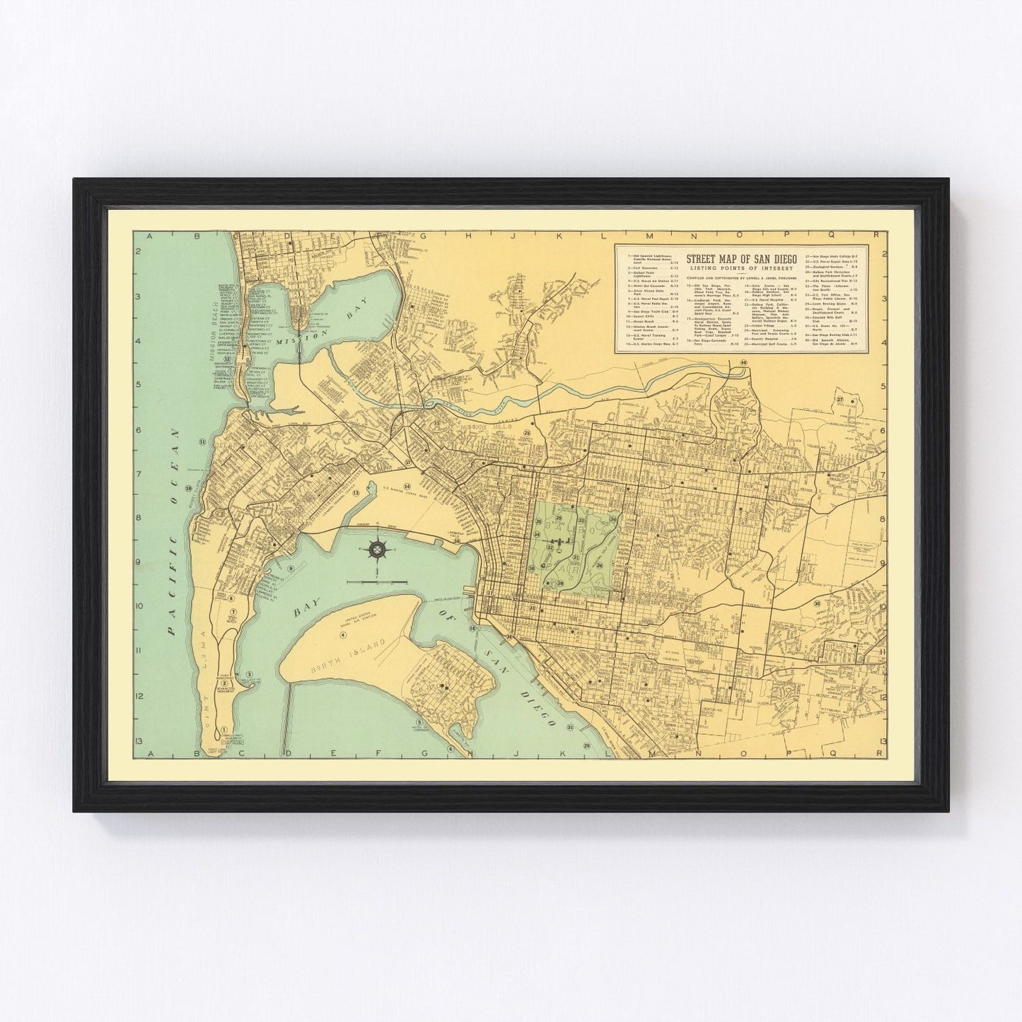 vintage map of San Diego, California, 1935