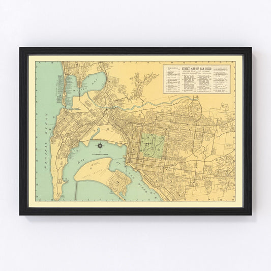 vintage map of San Diego, California, 1935