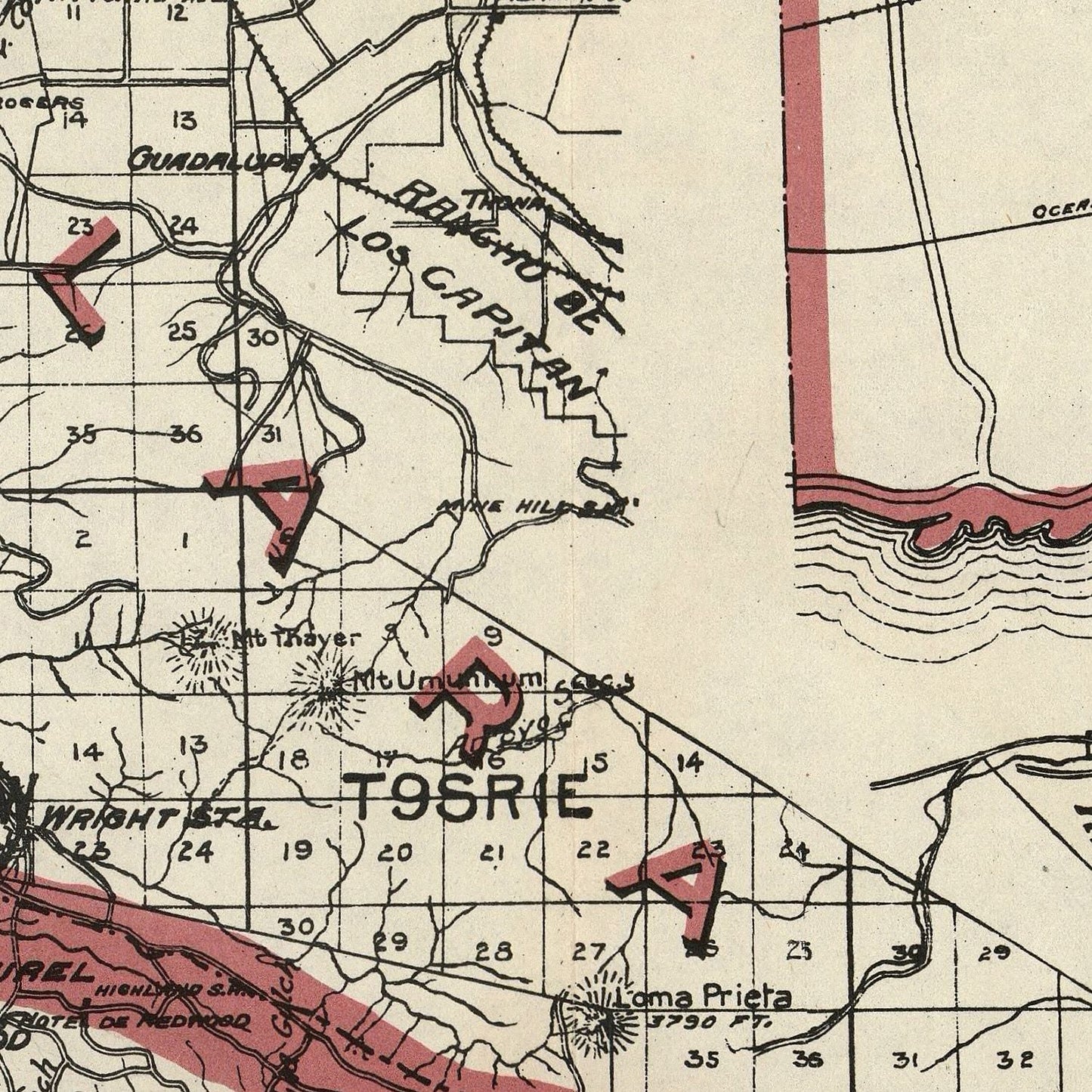 Vintage Map of Santa Cruz County, California, 1914