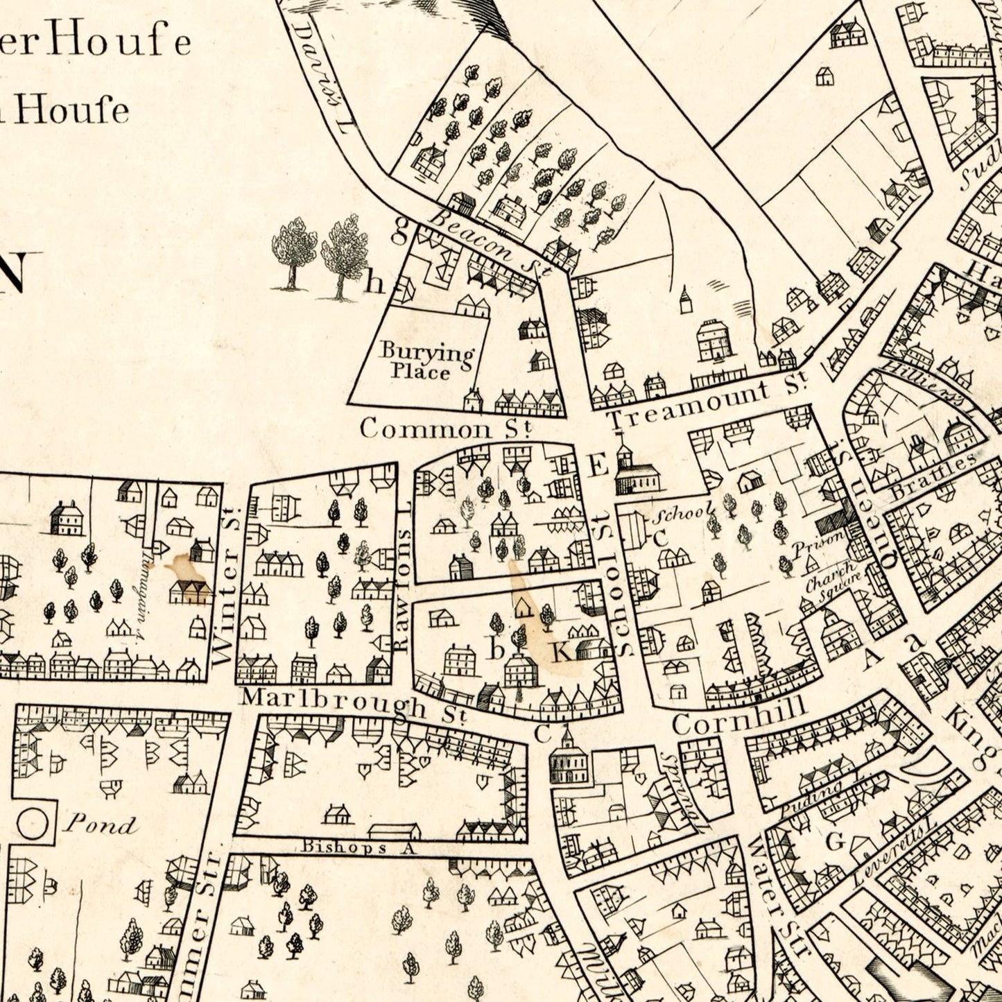 Vintage Map of Boston, Massachusetts 1835